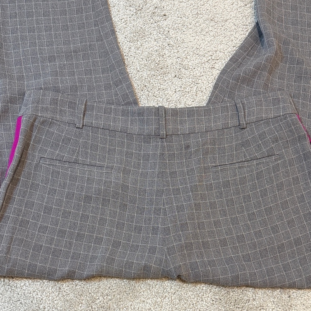 Jason Wu Silk Pants Gray Plaid Pink Side Stripe Sz 8 - Picture 5 of 5